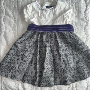 Girls White and Purple Velvet-Accent Formal Dress